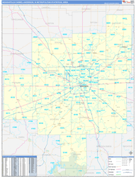 Indianapolis-Carmel-Anderson Metro Area Wall Map Basic Style 2024